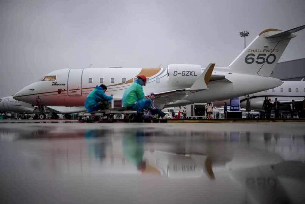 A Bombardier Challenger 650 jet, the same model owned by Shaquille O'Neal (JOHANNES EISELE/AFP via Getty Images)